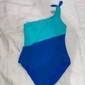 Off the shoulder seafoam green swimsuit